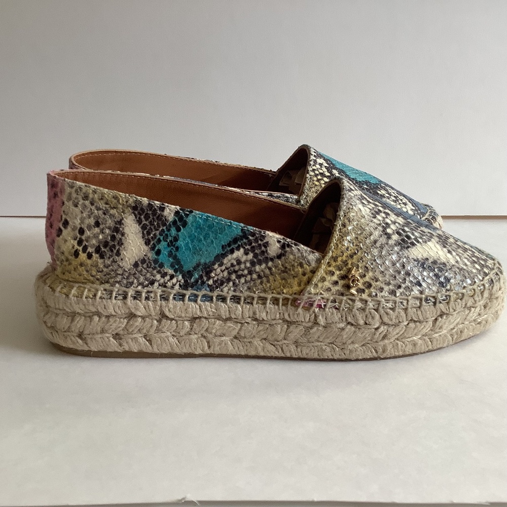 Kurt Geiger Morella Leather Colorful Snakeskin Espadrille Flats